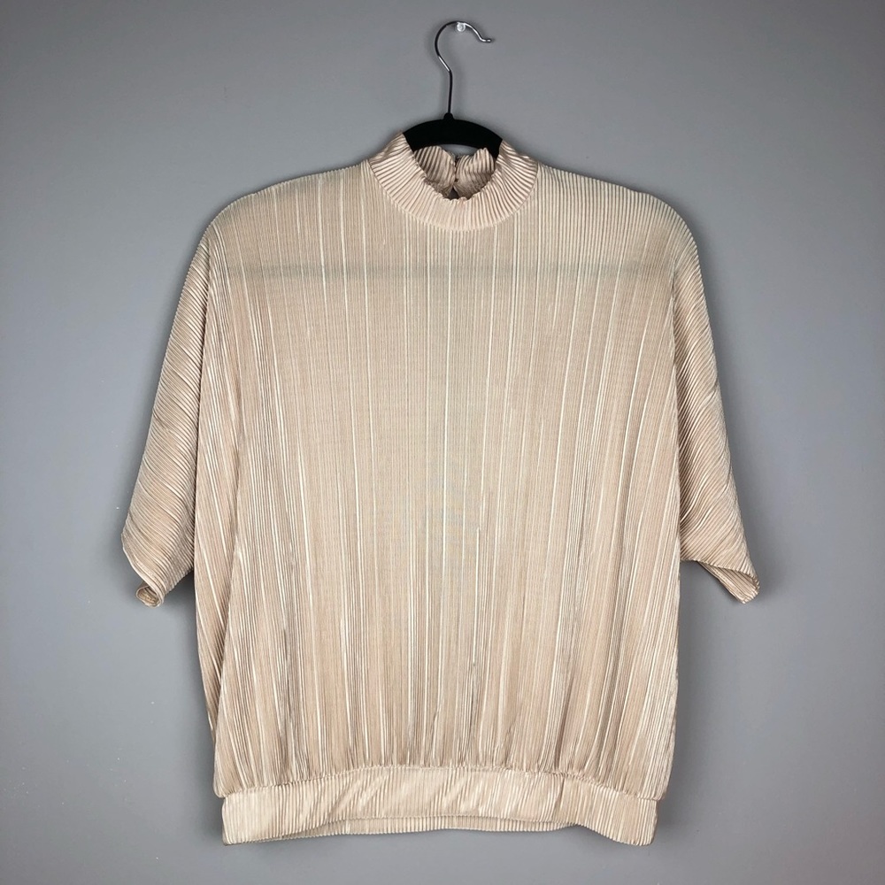 Topshop Pleated Mockneck Top - Size 6